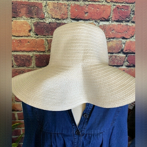Aqua Wide Brim Natural Floppy Sun Hat one size